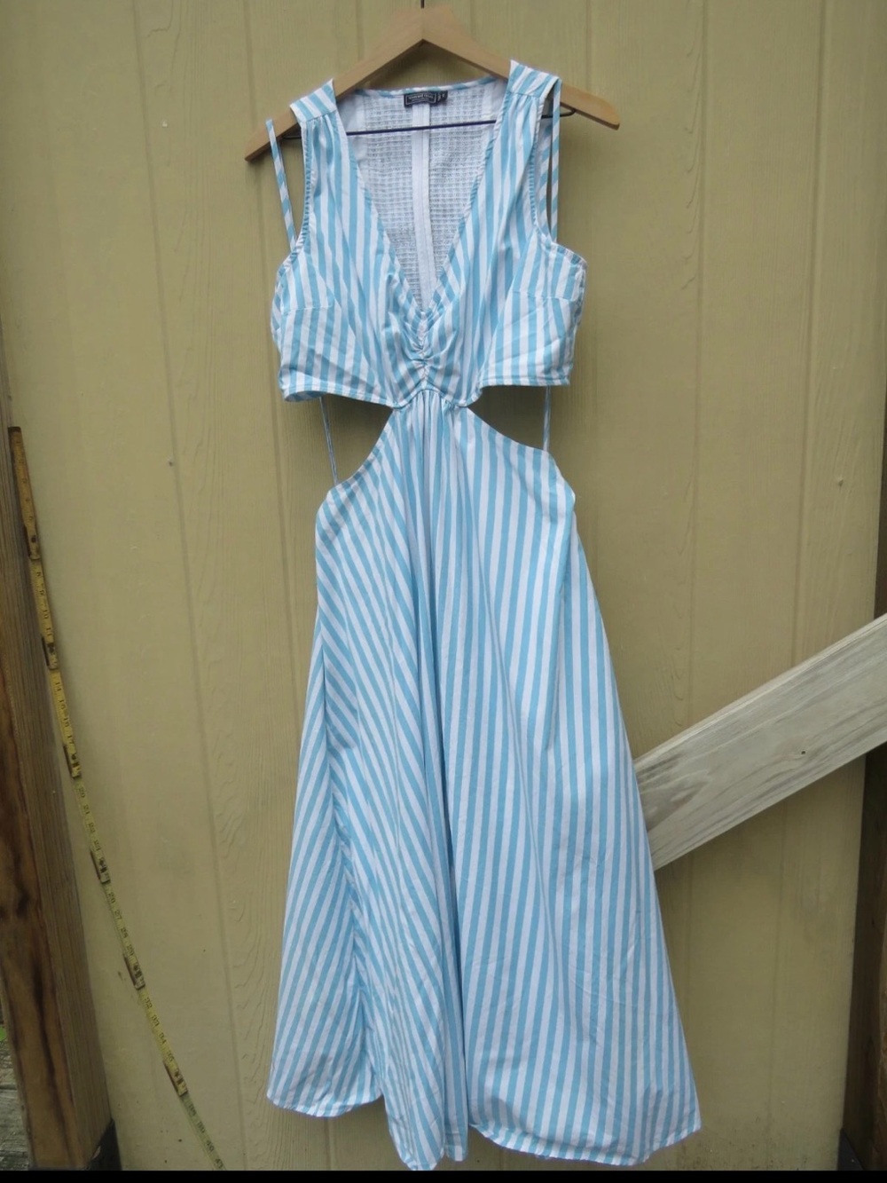 Blue and White Striped Cutout Summer Dress